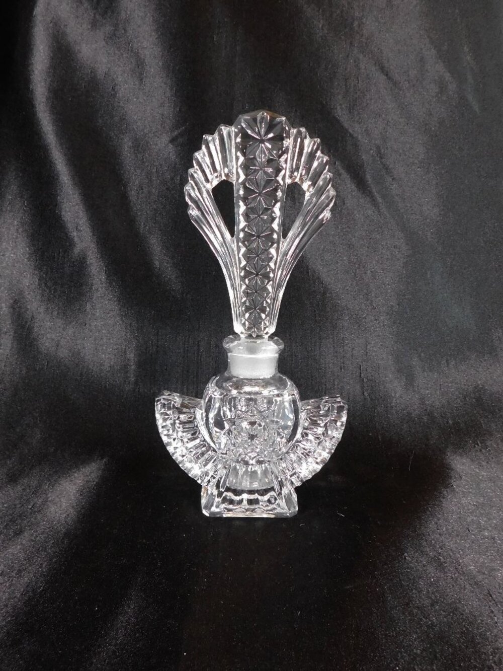 Pressed Glass Perfume Bottle with Tall Stopper # 22406